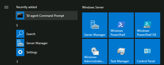 Windows start menu and Td-agent Command Prompt